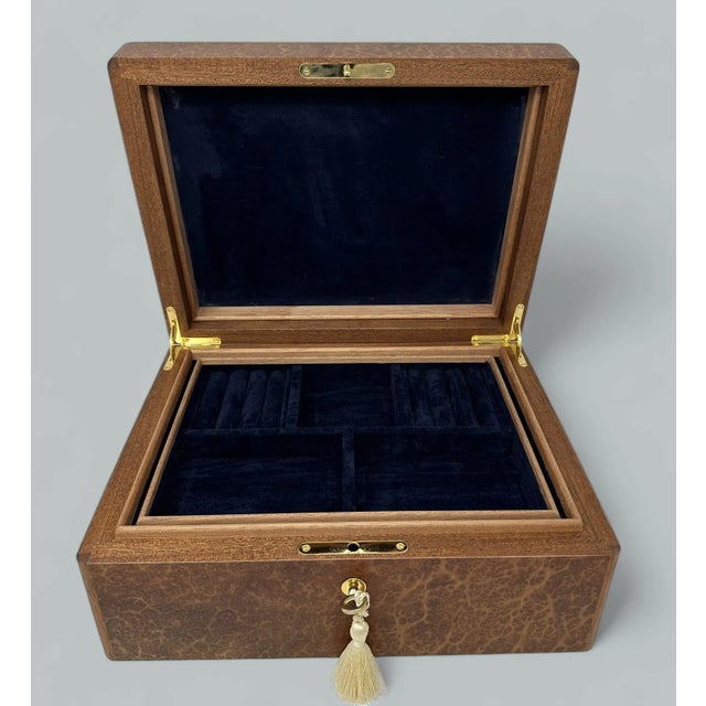 Modern Burl Walnut Vintage Handmade Jewelry Casket Box Manning of Ireland Irish New For Sale - Image 3 of 10