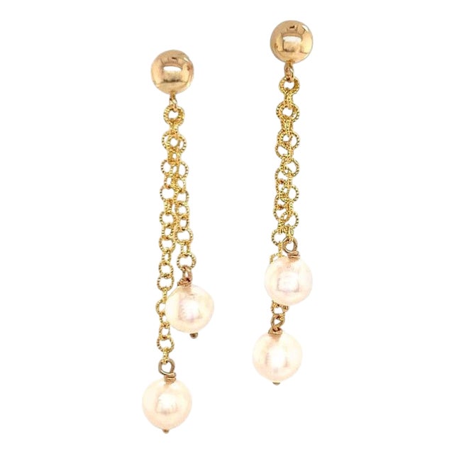 Akoya Pearl Earrings 14k Yellow Gold Certified For Sale