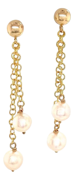 Akoya Pearl Earrings 14k Yellow Gold Certified