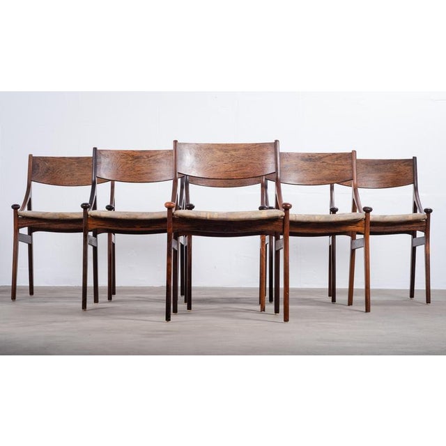 Dining Chairs in Rosewood by Vestervig Erikson for Brdr. Tromborg, 1960s, Set of 6 For Sale - Image 4 of 13