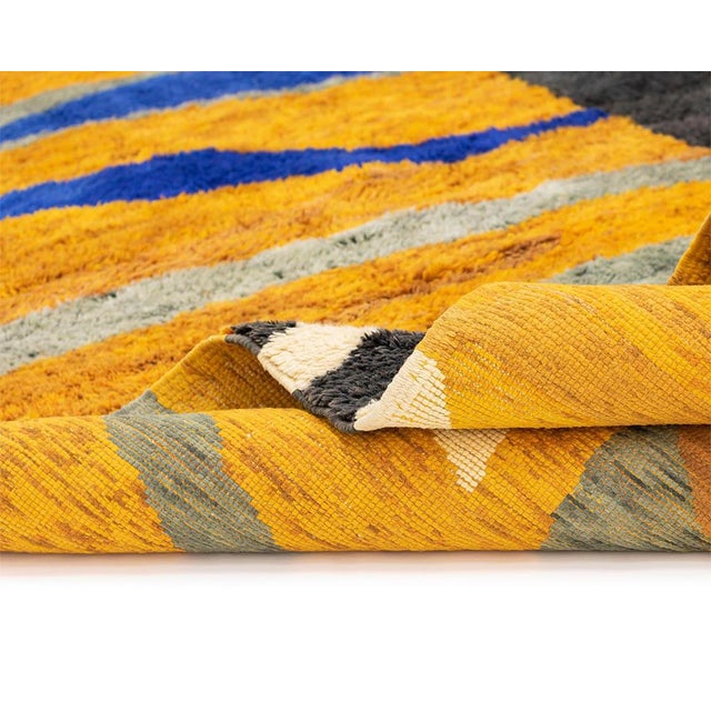 Art Deco Oversize Hand-Knotted Moroccan Wool Rug | 13'2" X 9'11" | One of a Kind For Sale - Image 3 of 9