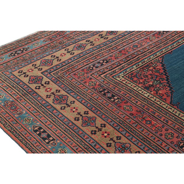 Beige Antique Persian Doroksh Rug in Teal Blue With Diamond Medallion - Rug & Kilim For Sale - Image 8 of 9