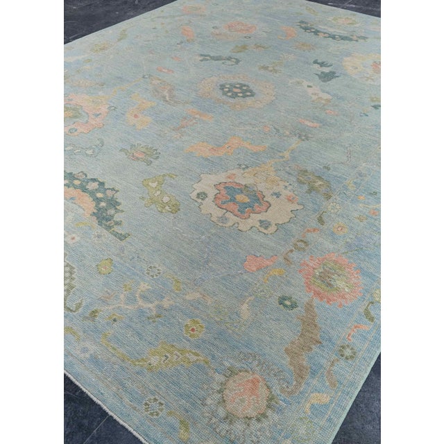 Blue Turkish Oushak Rug 9'2" x 11'8" #20386 For Sale - Image 8 of 8