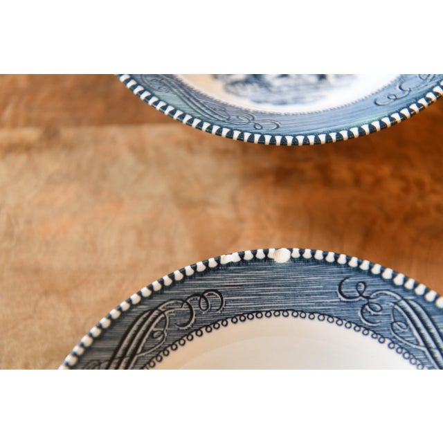 Blue and white transferware bowls that were part of a larger collection of vintage china gathered to be used by artist...