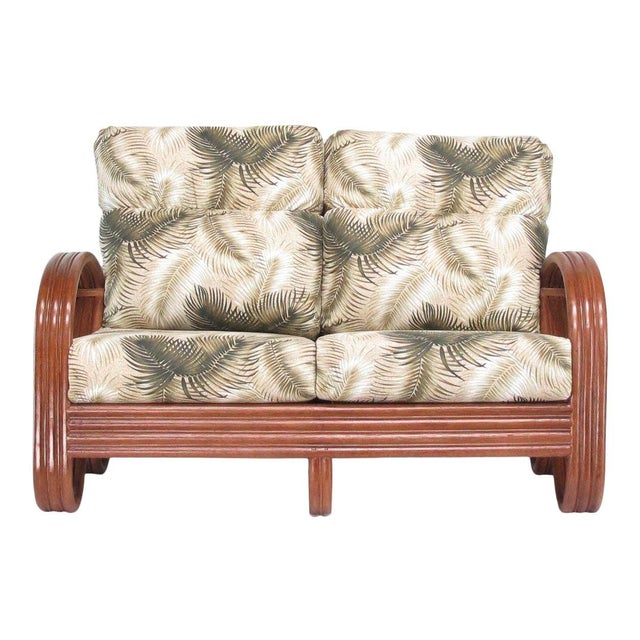 New old stock 3-strand ¾ rattan loveseat sofa "Kauai" Sofa featuring 3/4 pretzel chair arms with loop center feet. Add...