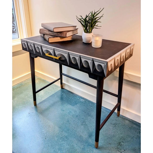 Mid-Century Modern Black Console Table With Drawer For Sale - Image 3 of 9