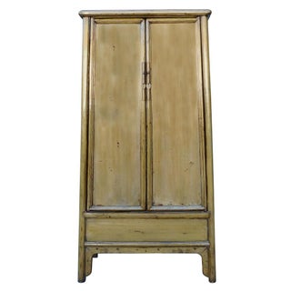 Tall Chinese Armoire in Light Mustard For Sale