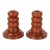 Mid-Century Modern Pair of Hand-Turned Wood Candlesticks For Sale