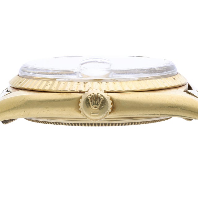 Vintage Rolex Datejust 1601 14k Yellow Gold Pie Pan Dial Jubilee Bracelet Watch For Sale - Image 11 of 15