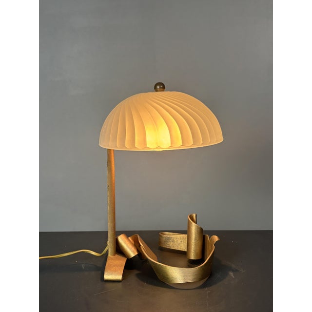 Gold Art Deco Style Handcrafted Wrought Iron Desk Lamp, 1980s For Sale - Image 8 of 18