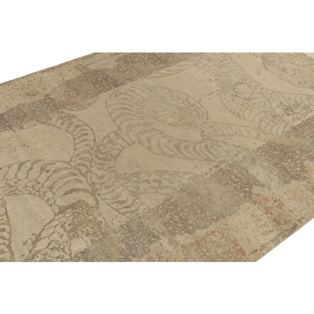 Abstract Distressed Style Abstract Rug in Beige-Brown & Gray Pattern by Rug & Kilim For Sale - Image 3 of 6
