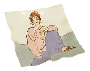 Barbary Demery Postmodern Ceramic Pop Art Charger, 1989