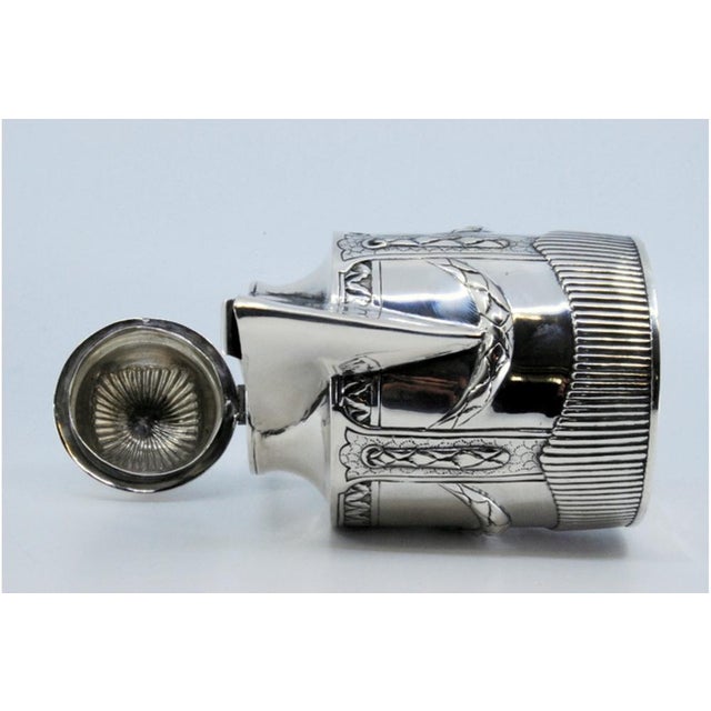 Metal Fluted Silver Teapot with Scrolls and Garlands For Sale - Image 7 of 11