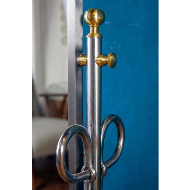 Metal Italian Steel Psyche Mirror by Alberto Orlandi, 1970s For Sale - Image 7 of 14