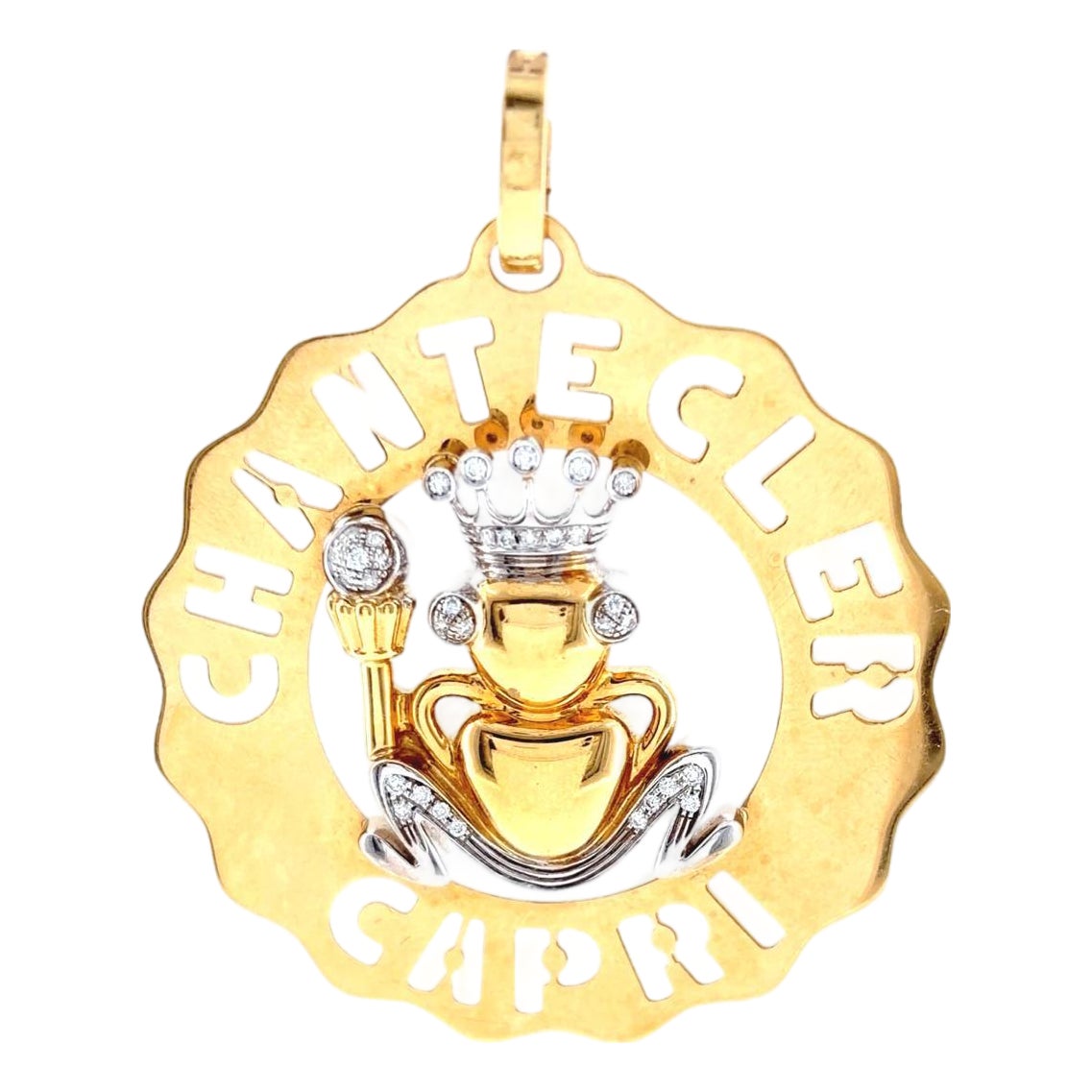 Chantecler Capri 18k Two Tone Large Logo Diamond Frog Prince Charm ...