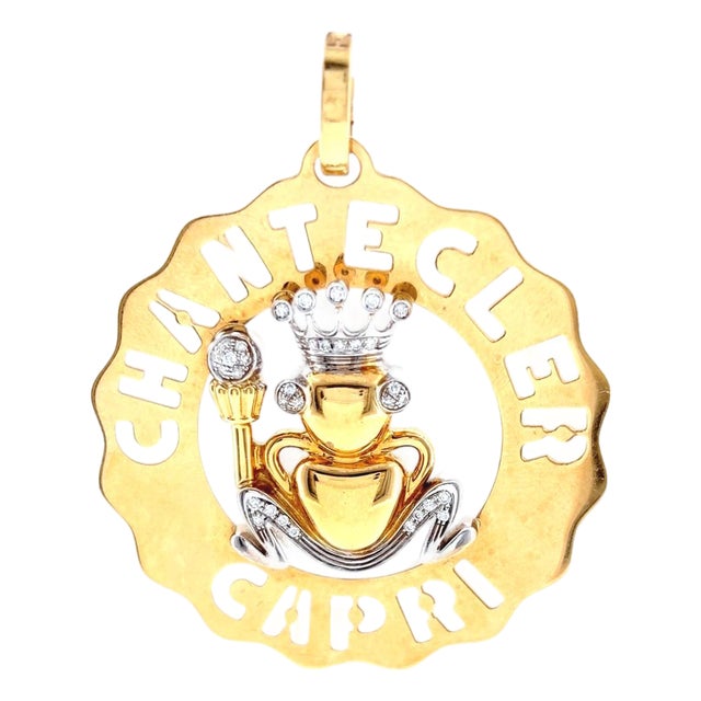 Chantecler Capri 18k Two Tone Large Logo Diamond Frog Prince Charm For Sale