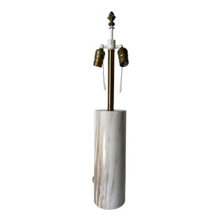 1960s Mid-Century Modern Nessen Calacatta Italian Marble Cylindrical Table Lamp For Sale