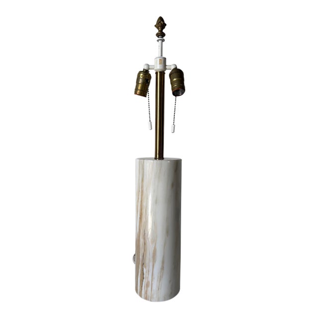1960s Mid-Century Modern Nessen Calacatta Italian Marble Cylindrical Table Lamp For Sale