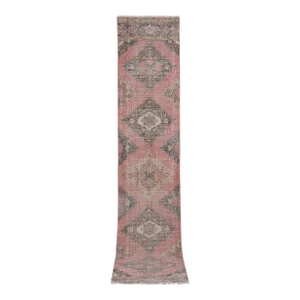 1960s Faded Geometric Oushak Turkish Runner