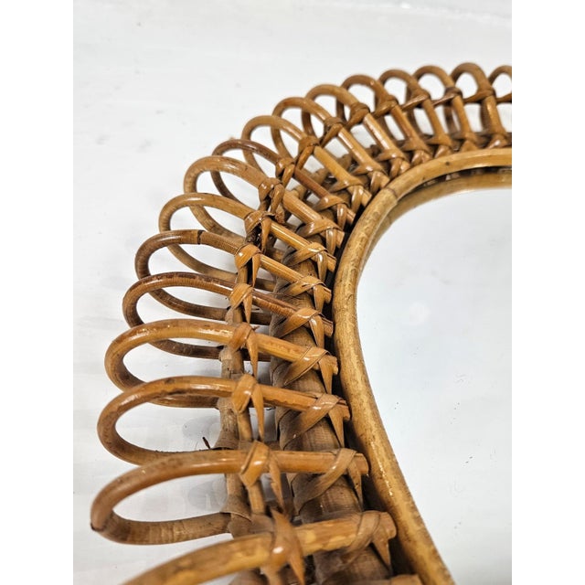 Mid-Century Rattan Wall Mirror in style of Franco Albini, Italy, 1960s For Sale - Image 6 of 10