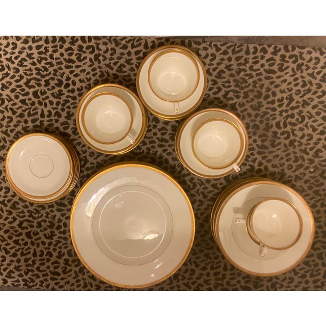 English 1963 Royal Worcester Coventry Fine Bone China Gold Dinnerware, 30 Pieces For Sale - Image 3 of 10