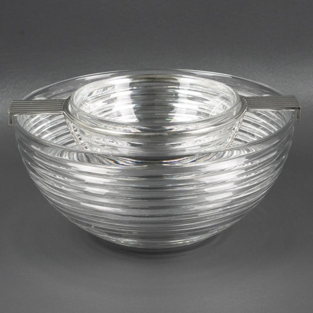 Modern Riedel Mesa Italy Silver Plate and Crystal Caviar Bowl Dish Server For Sale - Image 3 of 13