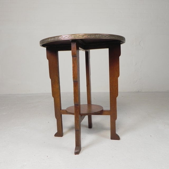 Wood Vintage Art Deco Coffee Table with Brass Top, 1930s For Sale - Image 7 of 18