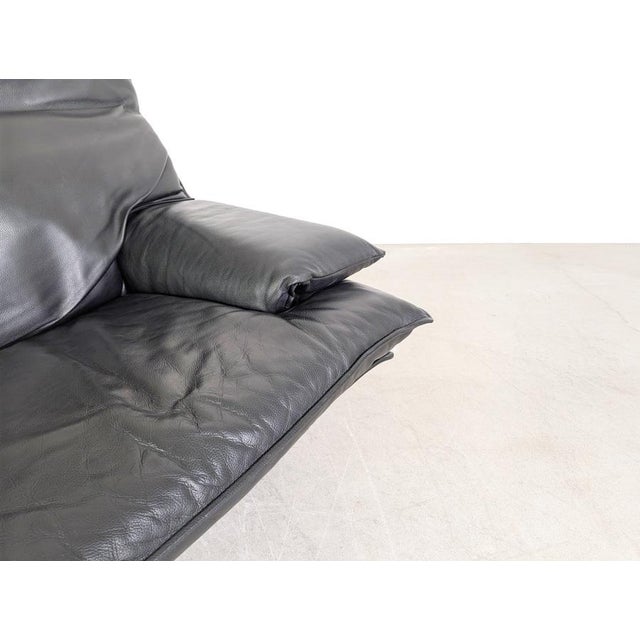 Vintage Italian 2-Seater Sofa in Black Leather, 1980s For Sale - Image 11 of 13