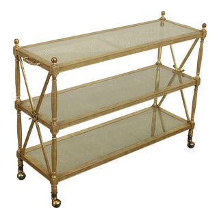 Hollywood Regency Vintage 3 Tier Faux Painted Bar Cart Etagere Server For Sale