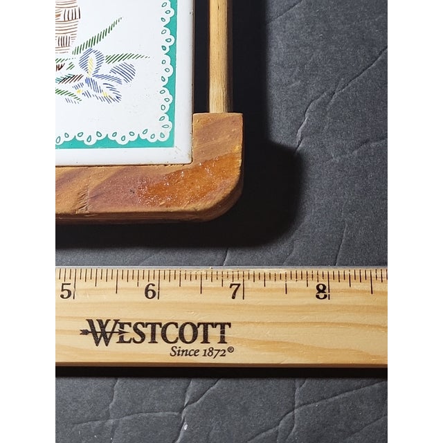 1960s Orient Ceramic Tile Trivet Oak Wood Frame For Sale In San Francisco - Image 6 of 8