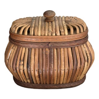 Mid Century French Rattan Box For Sale