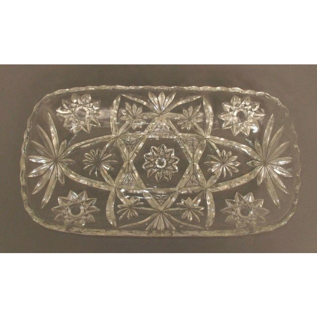 American Vintage Eapg Anchor Hocking American Press Cut Star Pattern Glass Serving Platter For Sale - Image 3 of 11