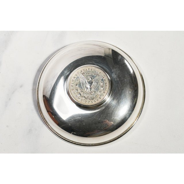 Metal Fascinating Vintage Sterling Silver Catchall Dish 1921 Morgan Silver Dollar Coin Jewelry Tray Luxury Home Decor Americana For Sale - Image 7 of 10