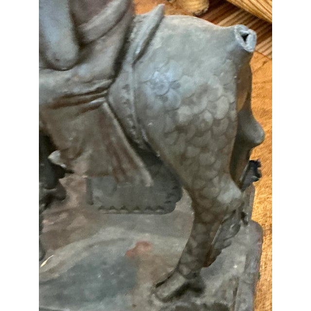 Chinese Vintage Asian Pewter Immortal Couple Garden Ornaments - Set of 2 For Sale - Image 3 of 10