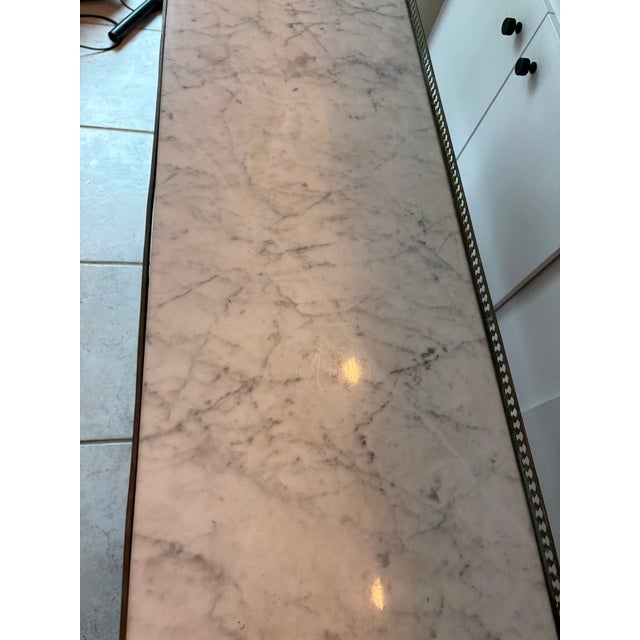 Baker Furniture Company Mid 20th Century Bloomingdale’s Louis XVI Style Marble Top Console Table Made in Italy For Sale - Image 4 of 14