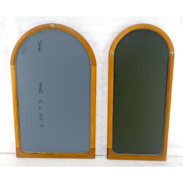 Wood Pair of Teak Dome Shape Solid Teak Danish Mid Century Modern Mirrors MINT For Sale - Image 7 of 15