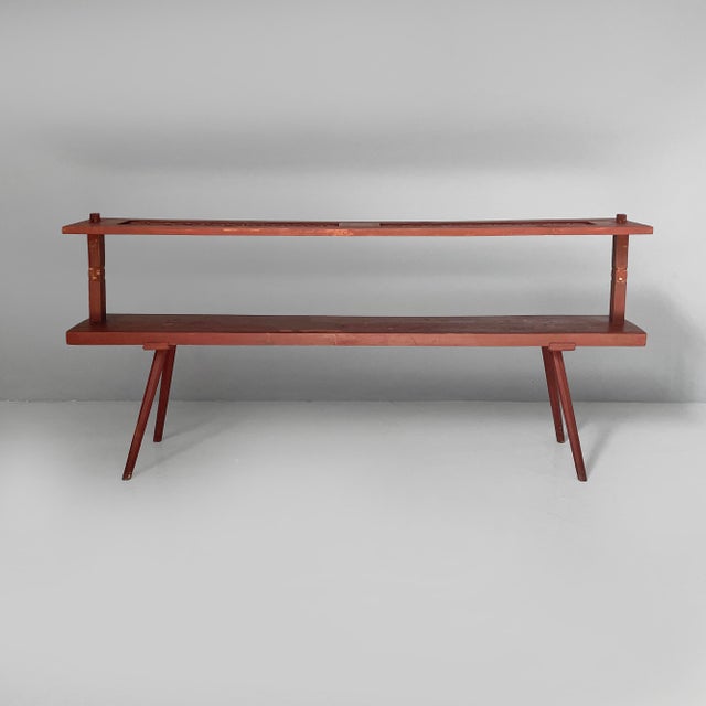 Art Deco Italian Bench in Red Wood, 1930s For Sale - Image 3 of 18