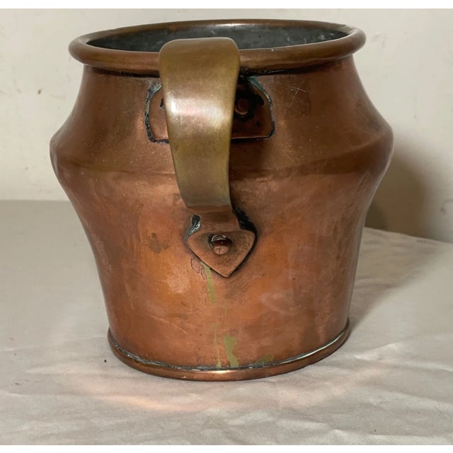 Metal Antique 19th Century Handmade Dovetailed Thick Copper Measure Bean Pot Jug For Sale - Image 7 of 12
