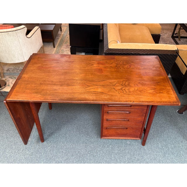Mid 20th Century Danish Design Extension Office Desk, Teak Wood For Sale In San Francisco - Image 6 of 13