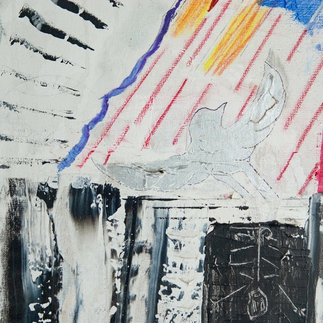 C Bravo, Expressionist Composition, 1990s, Oil on Canvas, in Good conditions. Designed 1990 to 1999