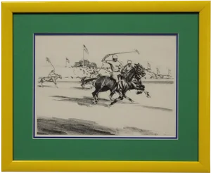 "International Polo Match 2" Charcoal Drawing