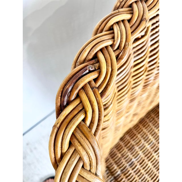 Vintage Wicker Work Style Wicker Rattan Lounge Chair For Sale - Image 10 of 12