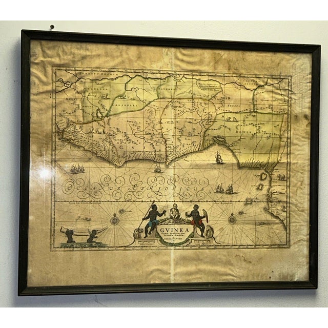 Rare Antique 17th Century Peter Schenk Hand-Colored Map of Guinea and West Africa - C. 1690 For Sale - Image 10 of 11