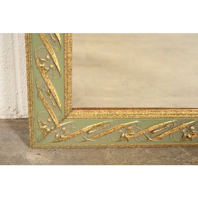 Wood John Widdicomb Style Italian Regency Louis XVI Carved Painted and Gold Gilt Wall Mirror For Sale - Image 7 of 12