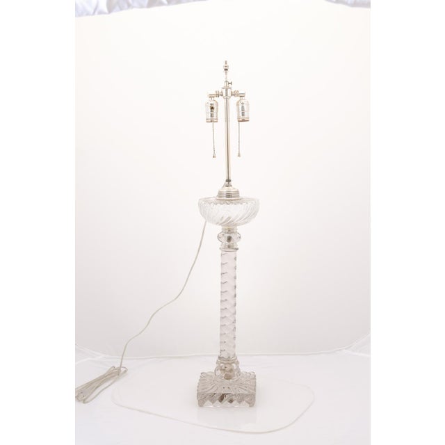 Late 19th Century Large Baccarat Style Oil Lamps With Silver Plate Accents, France - a Pair For Sale In Atlanta - Image 6 of 12