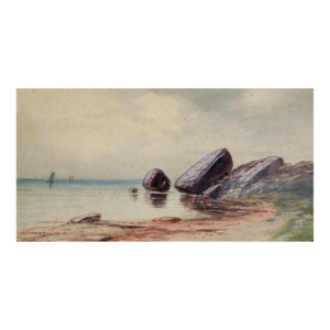 Early 20th Century Rocky Coastal Scene Watercolor Painting