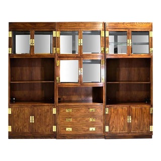 1970s Campaign Style Scene One by Henredon China Display Wall Unit For Sale