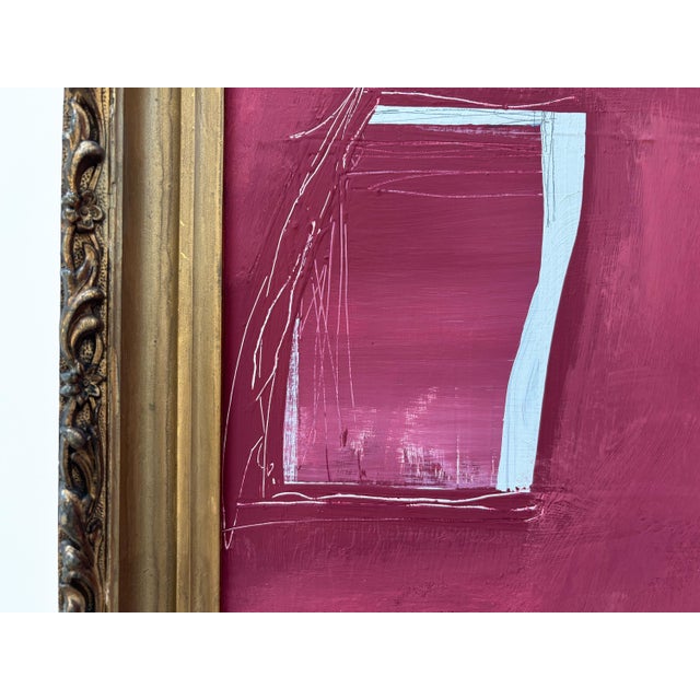 Red “Fervor” Red Abstract Art in Antique Frame, Transitional Living Room Art by JTS For Sale - Image 8 of 11