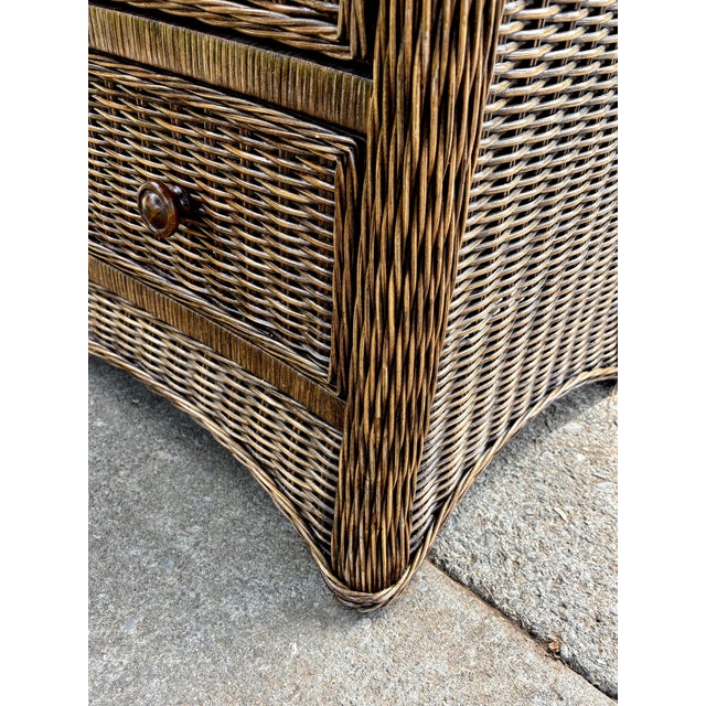 Vintage Skirted Wicker Bow-Front Dresser For Sale - Image 10 of 15