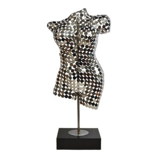 Chrome Nude Sculpture Mannequin on Granite Base For Sale